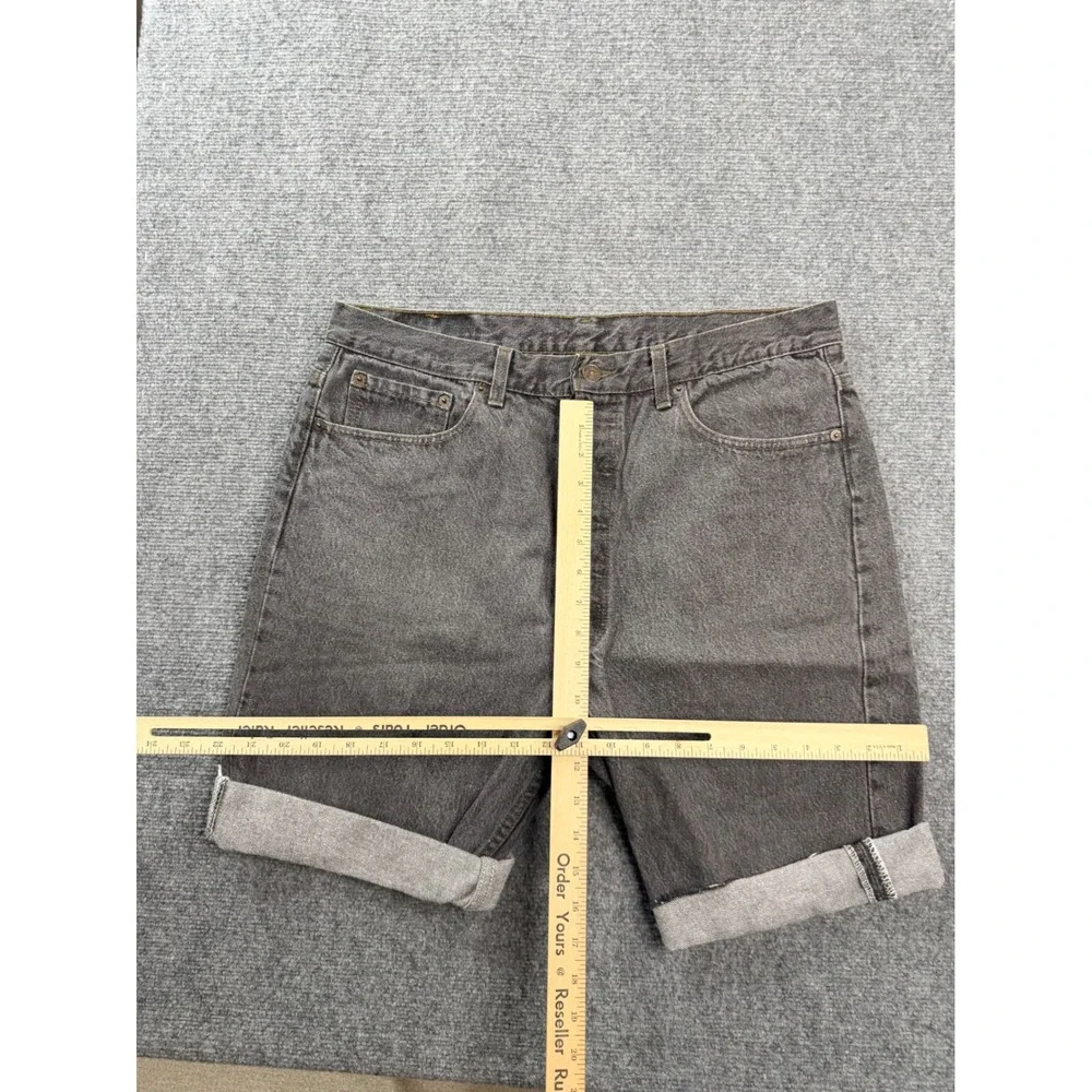 Vintage Levis 501 Mens 38 Black Denim Custom Cut Off Shorts USA Made Faded Gray